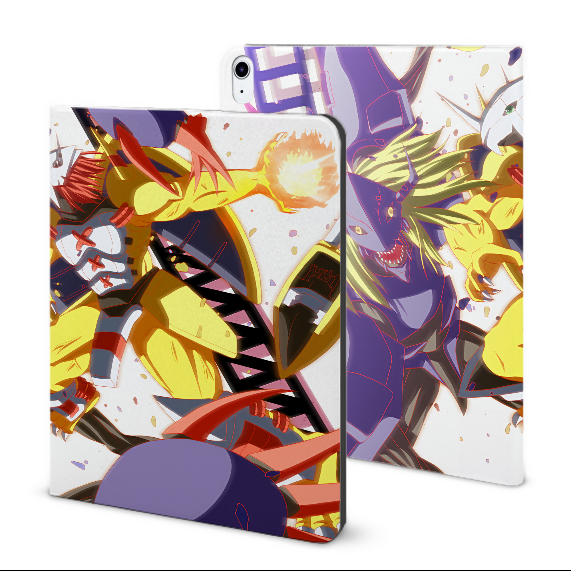 （画像用） Digimon デジタルモンスター/デジモン IPad ケース ブック型 PUレザー TPU 耐衝撃 軽量 薄型 ペン収納なし 全面保護 IPad 各モデル対応